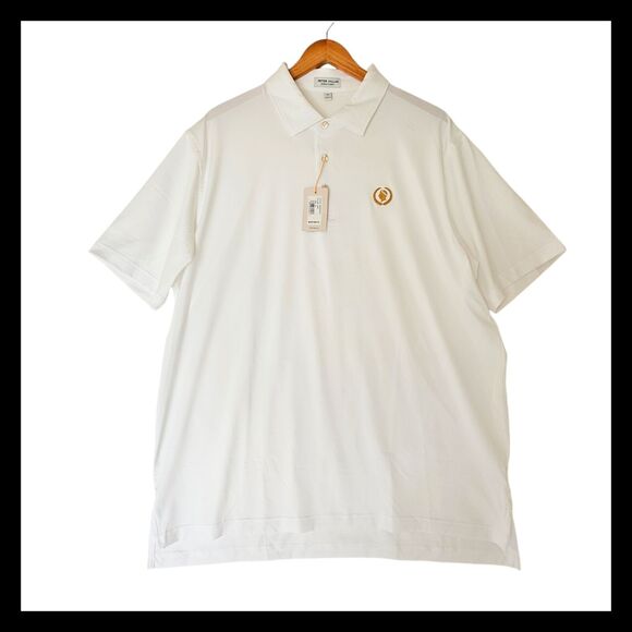 Peter Millar Mens Solid White Summer Comfort Polo Shirt 3 Button Size XL NWT - Picture 1 of 10